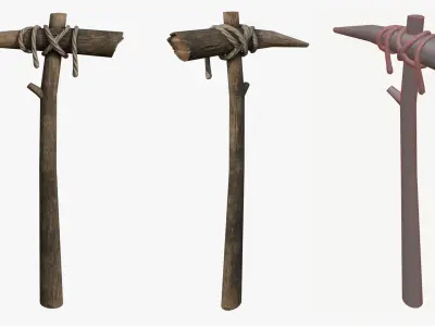 Wooden Pickaxe Low-poly 3D model