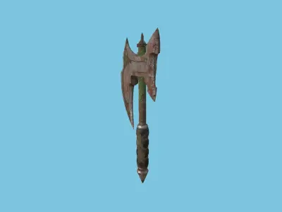 Medieval Battle Axe 06 Destroyed Rust Old - Fantasy Weaponry Low-poly 3D model