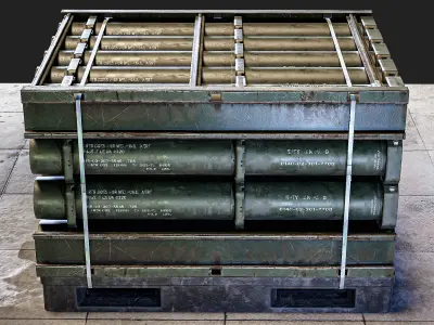 Military Cartridge Tube Cargo Low-poly 3D model