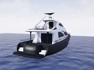 Yacht boat in ocean 3D model