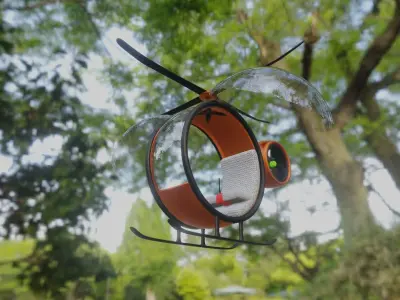 A Minimalist and Futuristic Concept of Small Helicopter Low-poly 3D model