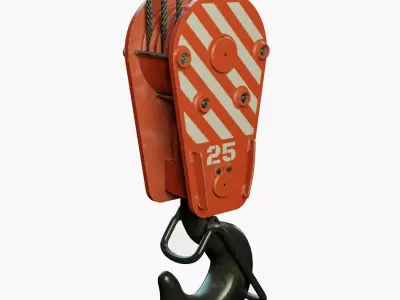 Crane hook block PBR Low-poly 3D model