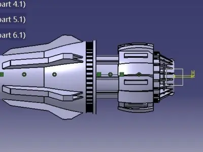 Sci fi plane engine design 3D model