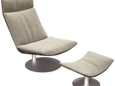 Modern Lounge Chair with Ottoman Low-poly 3D model