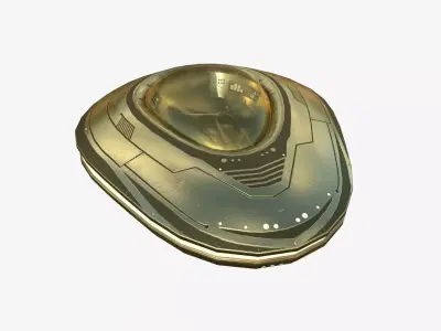 Alien Spaceship UFO C07 Gold - Sci Fi Spacecraft Design Low-poly 3D model