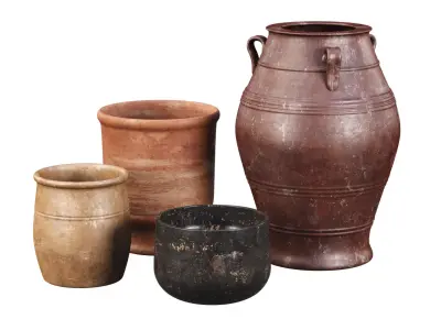 Outdoor Decorative Vases set V2  3D model