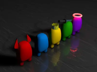 Among Us 3D Pack - 5 Characters Low-poly 3D model