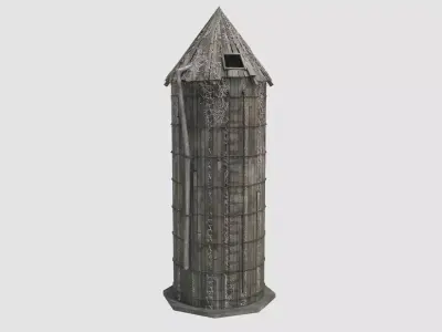 Old Wooden Silo Low-poly 3D model