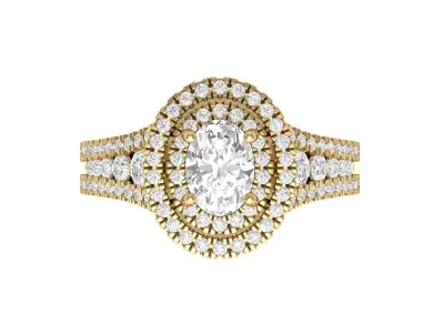 Oval Art Deco Ring 3D print model 19