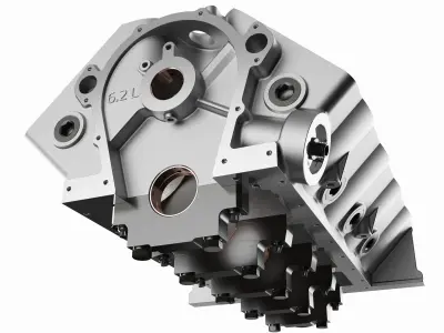 v8 engine block 3D model by MS-Studio-3D