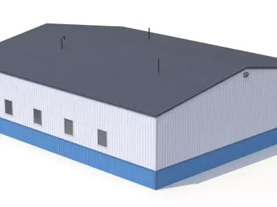 Industrial Building 55 Blue Low-poly 3D model
