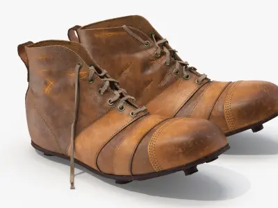 Vintage Leather Football Boots Fur 3D model