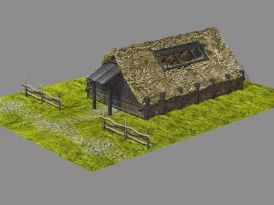Medieval Viking House 04 Game Ready Low-poly 3D Model Low-poly 3D model