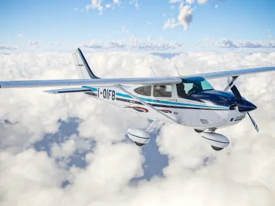 Cessna 182 Skylane ultralight Airplane Realistic Low-poly 3D model