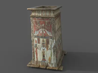  Egyptian Wooden Shabti Box Low-poly 3D model