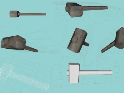 Wooden hammer Free low-poly 3D model