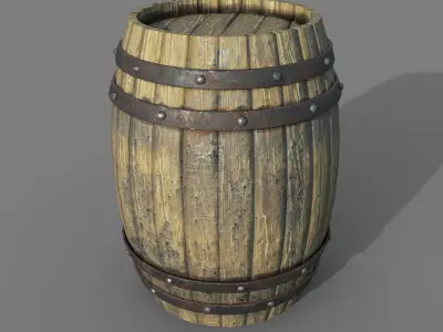 Wooden Barrel Set 3D model