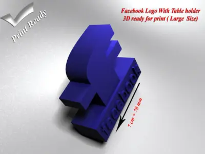 Facebook with holder - 3D print ready - Large size 3D print model