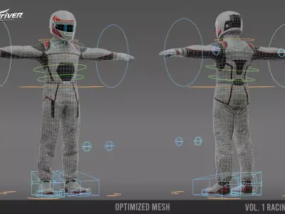 Racing Driver GameReady Low-poly 3D model