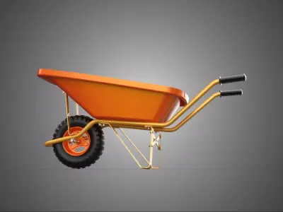 STANDARD WHEELBARROW CART WHEEL BARROW WORKER LABOR BUILDER HAUL 3D model