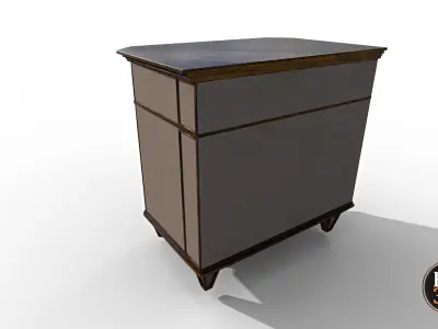 Vintage wood locker-Version-1 Low-poly 3D model