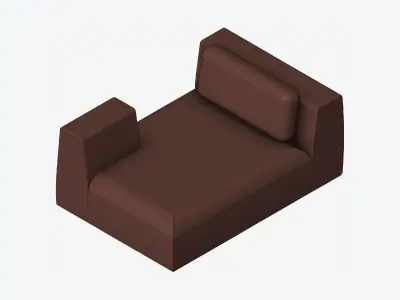 Seat - Sofa - Simplicity - Chaise - One Arm Low-poly 3D model