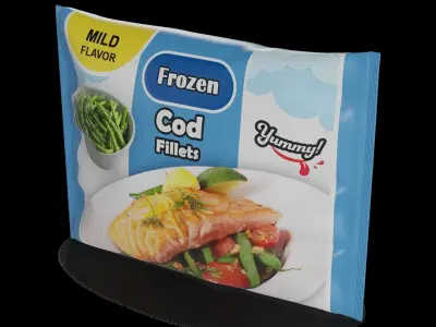 Frozen fish Frozen Cod Fillets 3D model