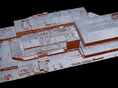 factory buildings halls industrial terrain drone scan Low-poly 3D model