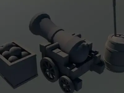 Low Poly Cannon - No Textures - Clean Canvas Free low-poly 3D model