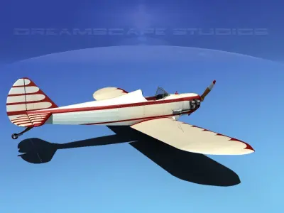 Flybaby biplane flying in sky 3D model