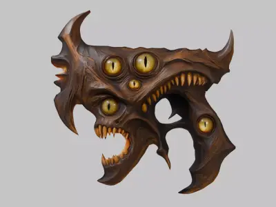 Stylized Demonic Head Low-poly 3D model
