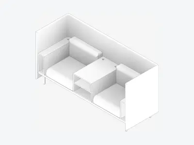 Sofa - Contemporary - Flame - Central Shelf - Armrest Shelf Low-poly 3D model buy