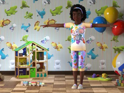 Girl Child Black Home Style Rigged for Maya 3D model