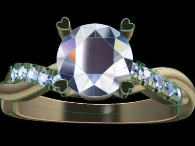 Antique Dainty Twist Round Diamond Engagement Ring 3D print model