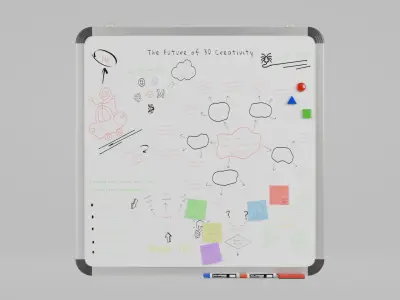Customizable Wall-Mounted Whiteboard -Square Metal Writing Board Low-poly 3D model