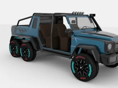 Jeep 6x6 Low-poly 3D model