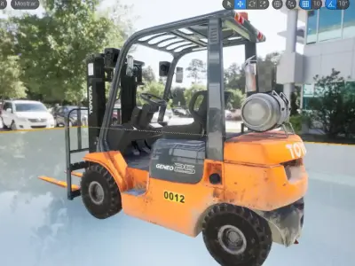 Forklift Geneo 3ton Unreal rigged Low-poly 3D model