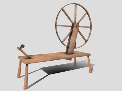 Medieval Spinning Wheel Low-poly 3D model