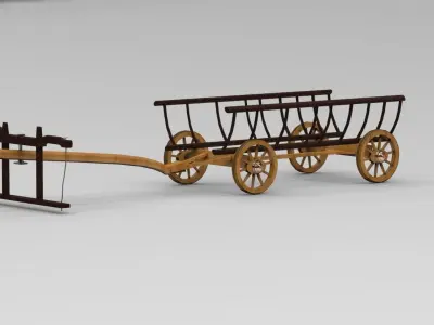 ox cart bullock cart 3D model