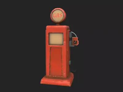 Stylized Vintage Gas Pump Low-poly 3D model