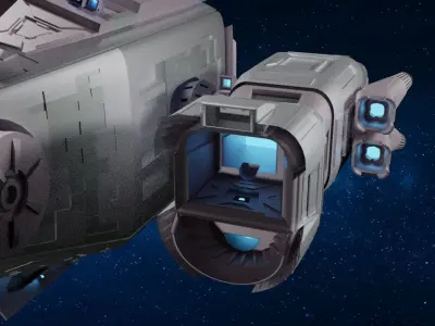 Sci-fi Spaceship T1 Low-poly 3D model