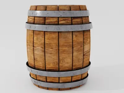 Wooden Barrel 3D model