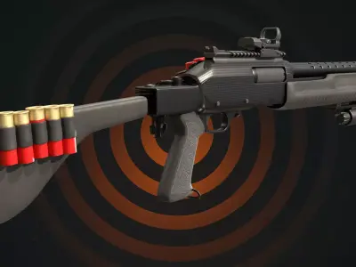 Rigged Tactical Breacher Shotgun Carbon Shadow 3D model