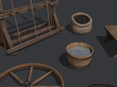 Medieval Blacksmith Furnishings  3D Model Pack