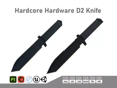 Hardcore Hardware D2 Knife Low-poly 3D model