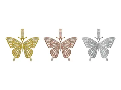 Iced Butterfly Pendant Charm HIP HOP 3D print model