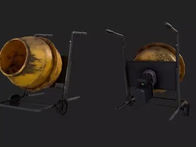 120 Liter Concrete Mixer -  PBR Game Ready Low-poly Low-poly 3D model