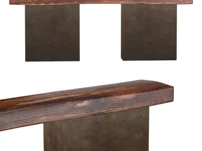 Console table made of wood and concrete 3D model