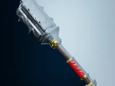 Mace Low-Poly PBR 3D model weapon with spikes Low-poly 3D model