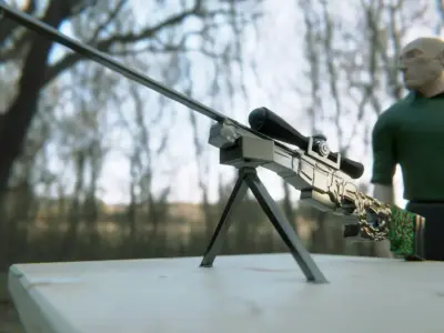 AWM Sniper Rifle  Free low-poly 3D model